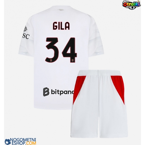 Otroški Nogometni dresi AC Milan Mario Gila #34 Gostujoči 2026-27 Kratek Rokav (+ Kratke hlače)